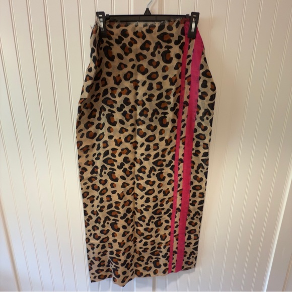 NWT Macchia De Ruggine Scarf Leopard Print Skirt with Pink Stripe - Picture 1 of 3